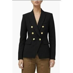 rag‎ & bone Blazer Preston Crepe Notch Lapel Women's Size 4 Black